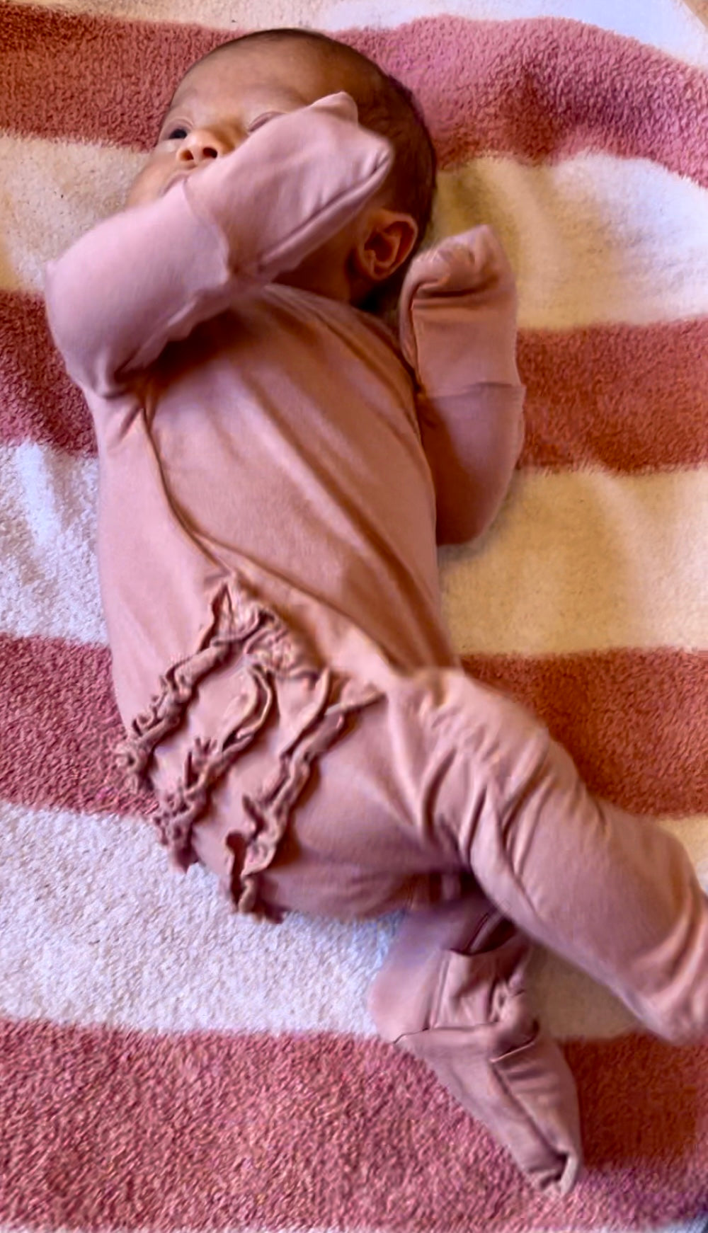 Mauve U-Zip Footie Romper
