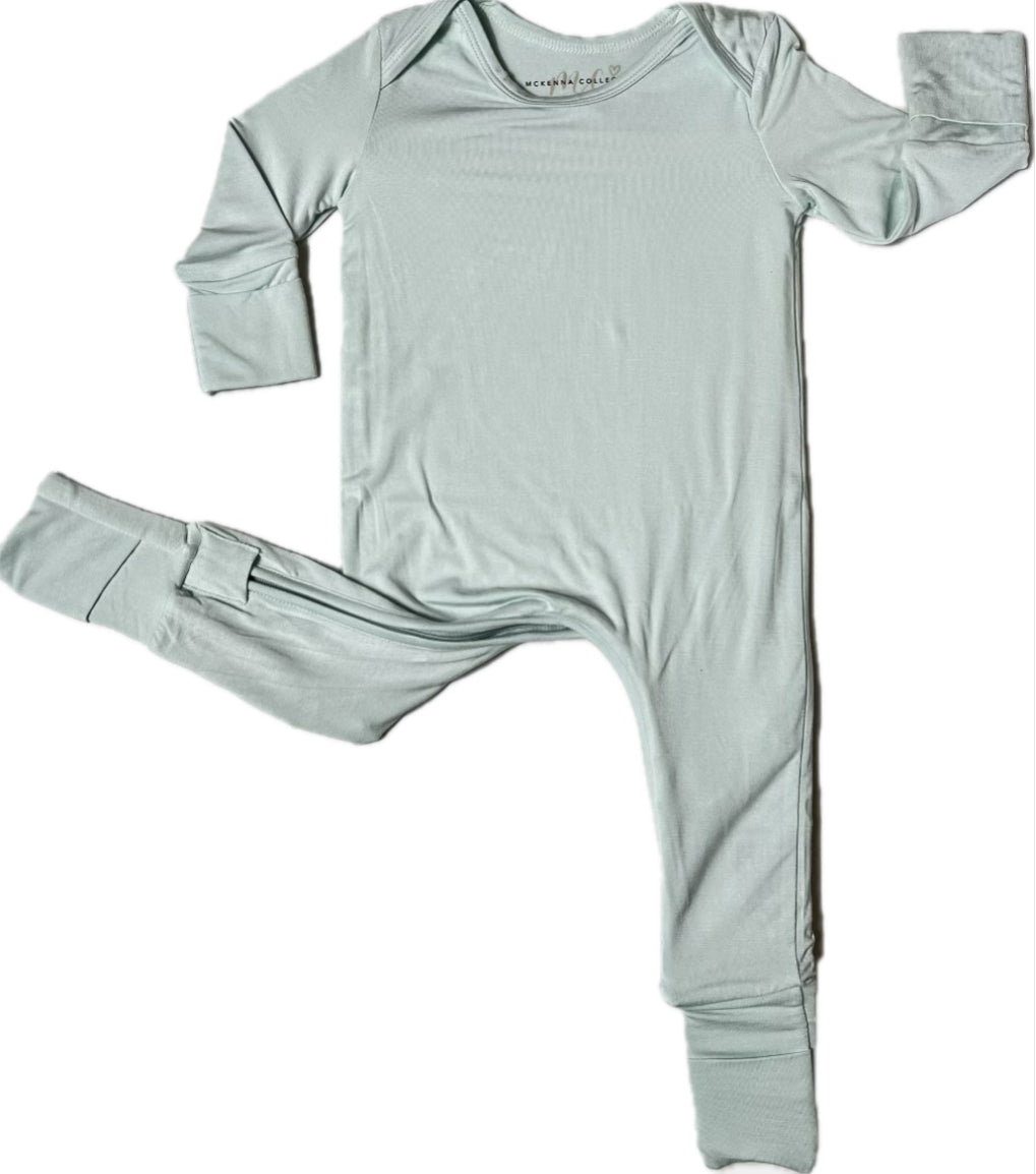 Mint U-Zip Footie Romper